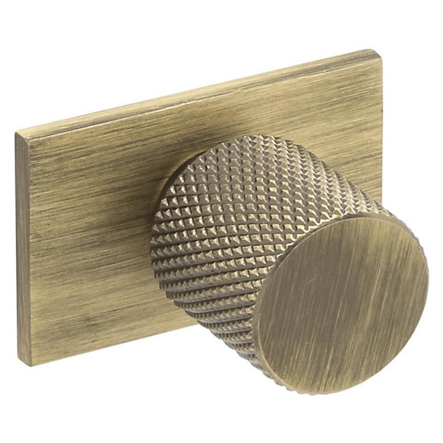 Aged Brass Effect Knob Handle and Backplate