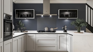 Chilcomb Dove Grey Handleless Main Set Shot.