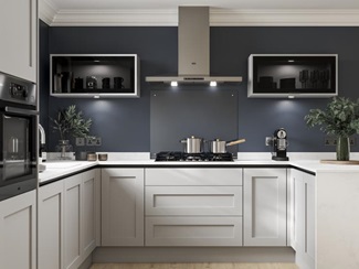 Chilcomb Dove Grey Handleless Main Set Shot.