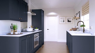 Chilcomb Inframe Navy Galley Kitchen