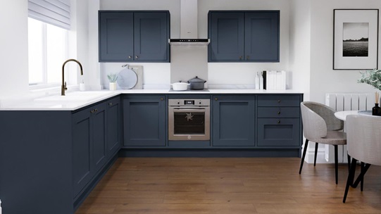 Chilcomb Inframe Navy L Shape Kitchen
