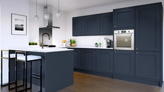 Chilcomb Inframe Navy Peninsula Kitchen