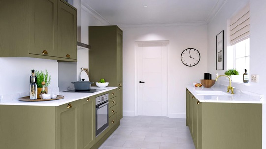 Chilcomb Paint To Order Olive EKES Galley Kitchen Set