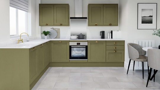 Chilcomb Paint To Order Olive EKES L Shape Kitchen Set
