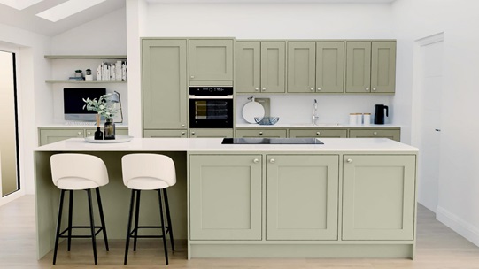 Chilcomb Inframe Sage Green Island Kitchen