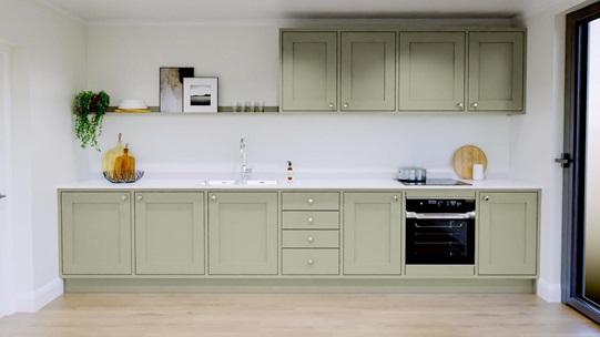 Chilcomb Inframe Sage Green Single Wall Kitchen