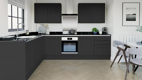 Chilcomb Super Matt Charcoal Handleless L Shape