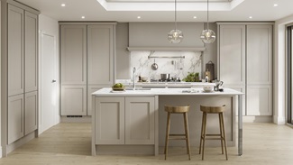 Chilcomb Pebble Handleless Main Kitchen Set Shot