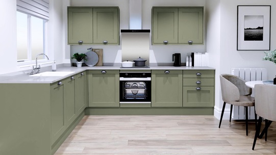 Chilcomb Reed Green L Shaped Kitchen