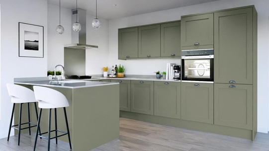 Chilcomb Reed Green Peninsula Kitchen