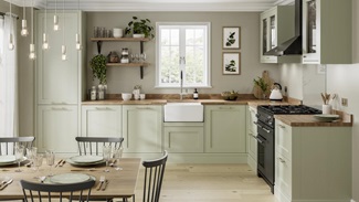 Chilcomb Sage Green Main Kitchen Set Shot