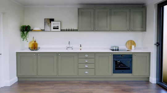 Chilcomb Reed Green In Frame Single Wall Kitchen