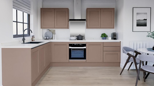 Chilcomb Antique Rose Handleless EKES Set Shot L Shape 