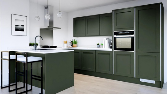 Chilcomb FirGreen Handleless EKES Set Shot Peninsula