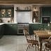 Chilcomb In-Frame Fir Green L Shaped Kitchen
