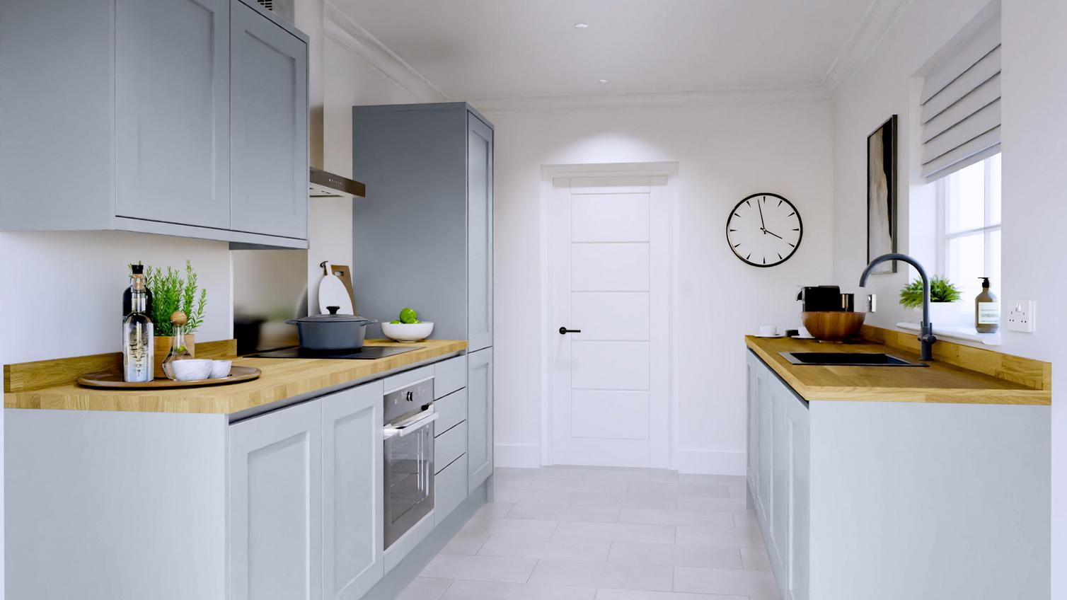 Chilcomb Mist Handleless EKES Set Shot Galley 