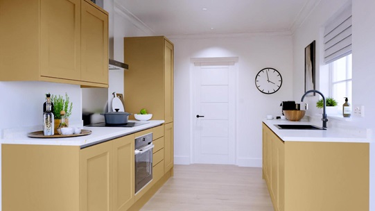 Chilcomb Saffron Handleless EKES Set Shot Galley 