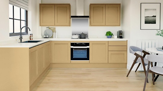 Chilcomb Saffron Handleless EKES Set Shot L Shape 