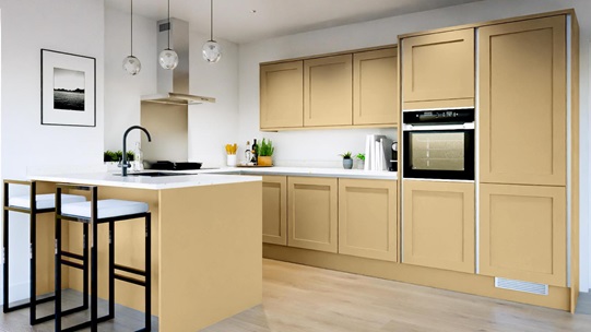 Chilcomb Saffron Handleless EKES Set Shot Peninsula 