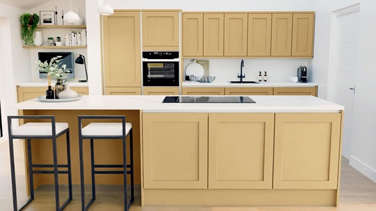 Chilcomb Saffron Handleless EKES Set Shot Island