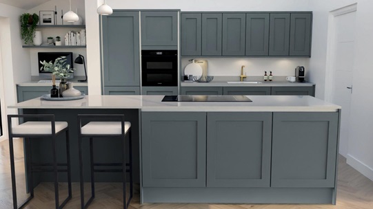 Chilcomb Handleless Laguna Blue EKES Island