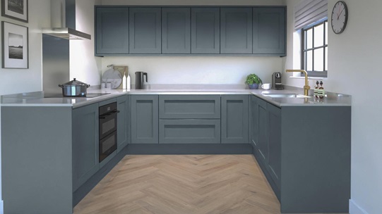 Chilcomb Handleless Laguna Blue EKES U Shape