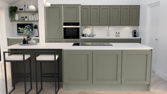 Chilcomb Handleless Estate Green EKES Island