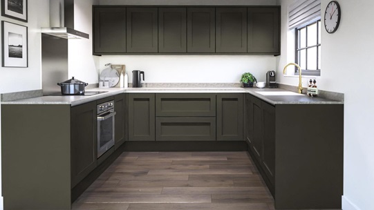 Chilcomb Handleless Ash Green EKES U Shape