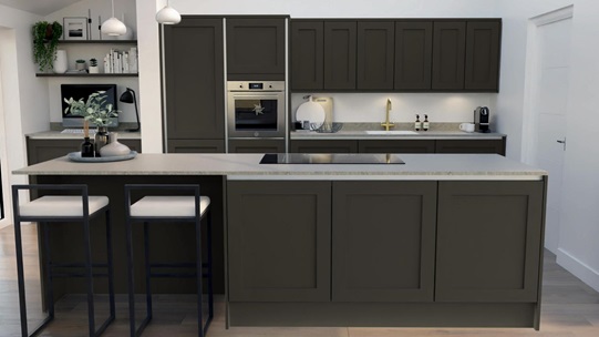 Chilcomb Handleless Ash Green EKES Island