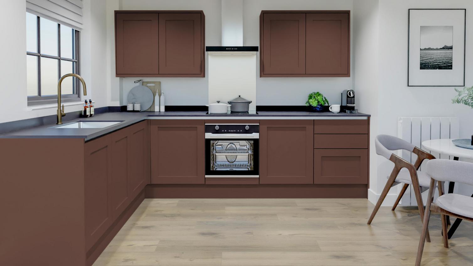 Chilcomb Handleless Earth Red EKES L Shape