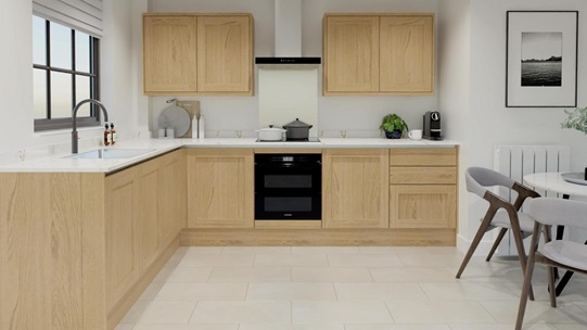 Chilcomb Handleless Oak EKES L Shape