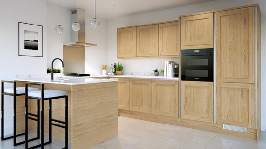 Chilcomb Handleless Oak EKES Peninsula