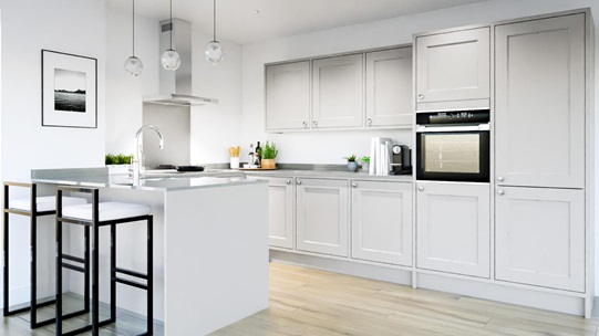 Elmbridge Inframe Dove Grey Peninsula Kitchen