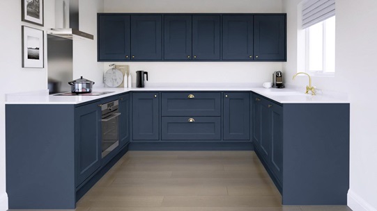 Elmbridge Inframe Navy U Shape Kitchen