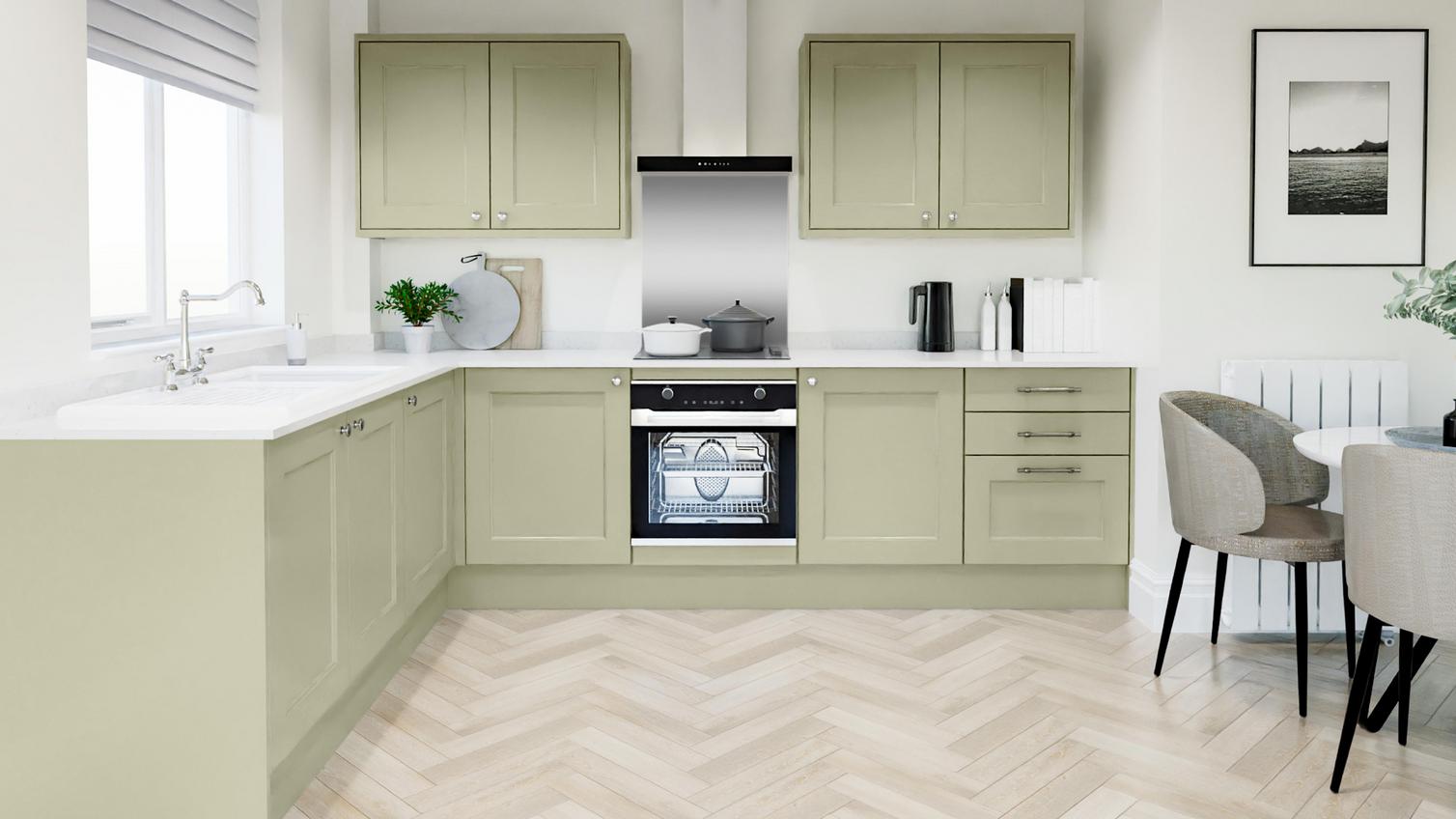 Elmbridge Sage Green L Shape Kitchen