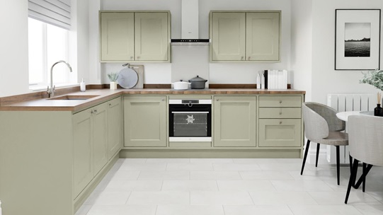 Elmbridge Sage Green In-Frame L Shape Kitchen