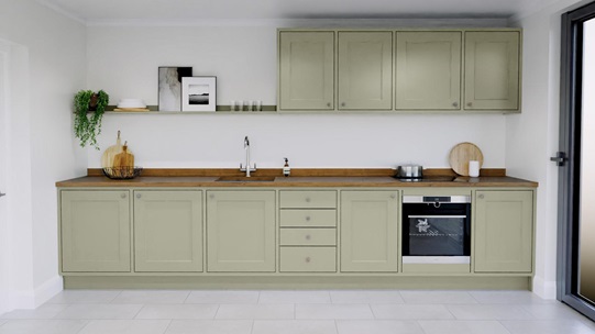 Elmbridge Sage Green In-Frame Single Wall Kitchen
