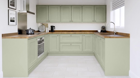 Elmbridge Sage Green In-Frame U Shaped Kitchen