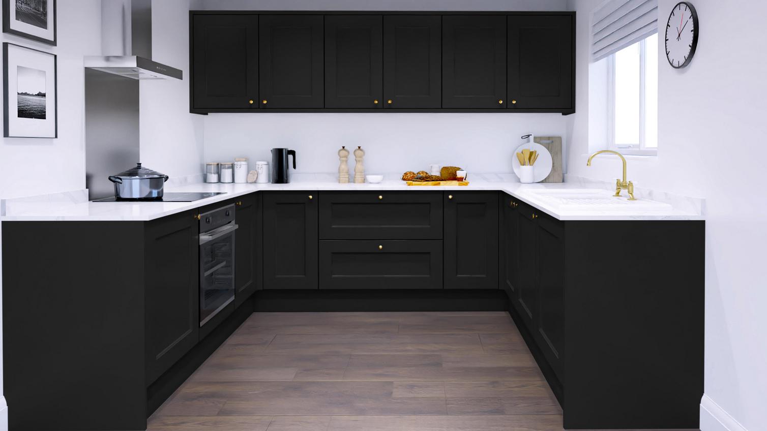 Elmbridge Paint To Order Black EKES U Shape Kitchen Set