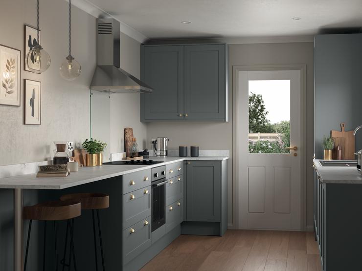 Use a timeless Shaker door in on-trend slate grey to give a kitchen a contemporary twist.