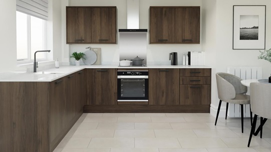 Hockley Walnut L-Shape Kitchen