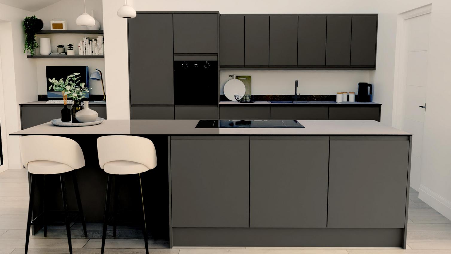 Clerkenwell Super Matt Slate Grey EKES Island Main Set Shot