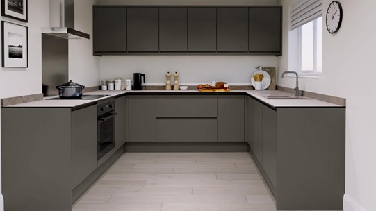 Clerkenwell Super Matt Slate Grey EKES U Shaped Main Set Shot