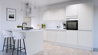 Clerkenwell Gloss White EKES Peninsula Main Set Shot