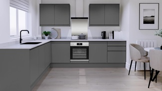 Clerkenwell Gloss Slate Grey EKES L Shaped Main Set Shot