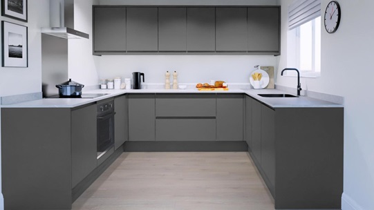 Clerkenwell Gloss Slate Grey EKES U Shaped Main Set Shot