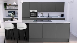 Clerkenwell Gloss Slate Grey EKES Island Main Set Shot