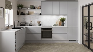 Clerkenwell Gloss Dove Grey Kitchen Set Shot