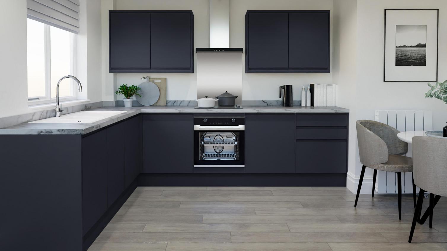 Clerkenwell Super Matt Navy EKES L Shaped Main Set Shot