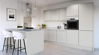 Clerkenwell Super Matt Dove Grey Peninsula Handleless Peninsula